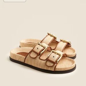 J Crew Colbie wide-strap buckle sandals in faux raffia, Size 8